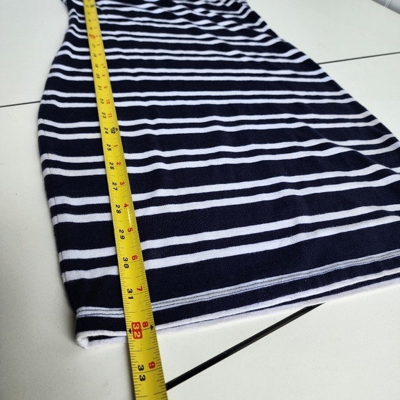 Guess Navy Blue Black Striped Stretch Womens Bodycon Dress Open Back Sz S - Picture 6 of 12